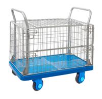 Proplaz® Super Silent Mesh Truck With Hinged Lid Top & Half Drop Side; Super Silent Castors; Steel/Plastic; 300kg; Blue/Grey