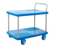 Proplaz® Super Silent Two Tier Trolley; Super Silent Castors; Steel/Plastic; 300kg; Blue/Grey