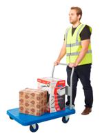Proplaz® Blue Large Platform Trolley; Fixed/Swivel Castors; Steel/Plastic; 300kg; Blue/Grey