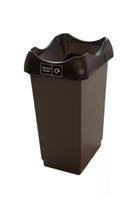 Recycling Bin c/w Sticker; Open Hole; 50L; Grey Body; Black Lid; Plastic