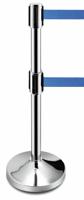 Obex Barriers® Stainless Steel Blue Double Retractable Belt Post