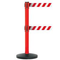 Obex Barriers® Safety Belt Barrier; Belt Length mm: 3400; Red Post; Red/White Chevron