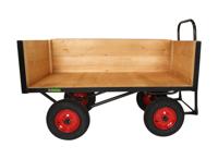 LOOPED HANDLE TURNTABLE TRUCK - 1800 x 750mm Platform - Slide in 2x200mm =400mm Deep Sides - 400mm Pneumatic Wheels