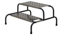 Wide Work Steps - 2 Tread 400mm Platform Height - Chequer Plate Tread - without Wheels