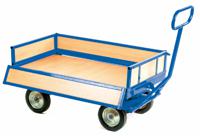 Heavy Duty Turntable Truck; 4 Sided Unit with Braking Handle; Steel Centred Heavy Duty Wheels; 700kg; Blue/Veneer
