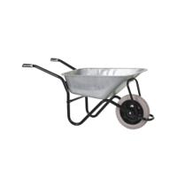 OLYMPUS WHEELBARROW - Black Frame, Galvanised Pan, Grey Puncture Proof Wheel with Black Centre
