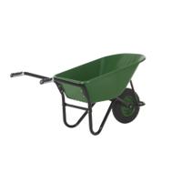 OLYMPUS WHEELBARROW - Black Frame, Green Plastic Pan, Pneumatic Wheel with Green Centre