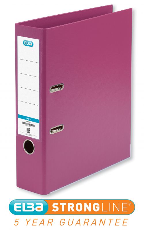 Elba Plastic Lever Arch File A4 70mm Spine Pink