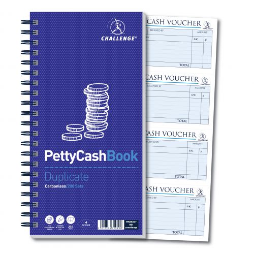 Challenge Petty Cash Book 200 Duplicate Slips 280x141mm 100080052