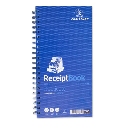 Challenge Duplicate Book Carbonless Receipt Book Wirebound 4 Sets a Page 200 Sets 280x141mm Ref 100080056