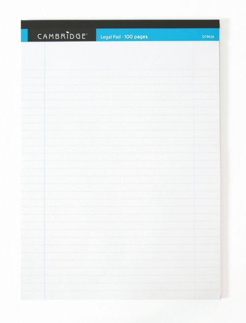 Cambridge A4 Legal Pad Ruled 100 Pages White (Pack 10) - 100080159