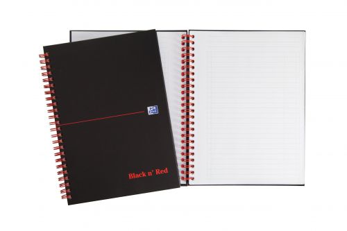 Black n' Red Wirebound Ruled Margin Hardback Notebook 140 Pages A5+ (Pack of 5) 100080192