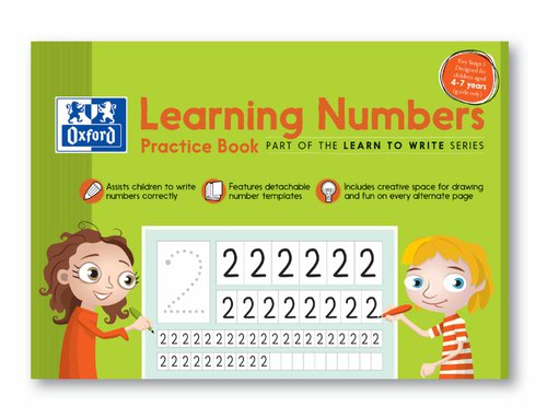 Oxford Learn to Write Practice Book Learning Numbers A4 32 Pages/16 Sheets Pack 10