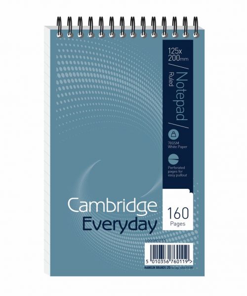 Cambridge Everyday Shorthand Pad Wbnd 70gsm Ruled Perforated 160pp 125x200mm Blue Ref 100080235 [Pack 10]