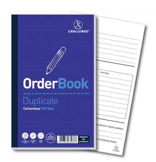 Challenge Duplicate Book Carbonless Order Book 100 Sets 210x130mm Ref 100080400 [Pack 5]