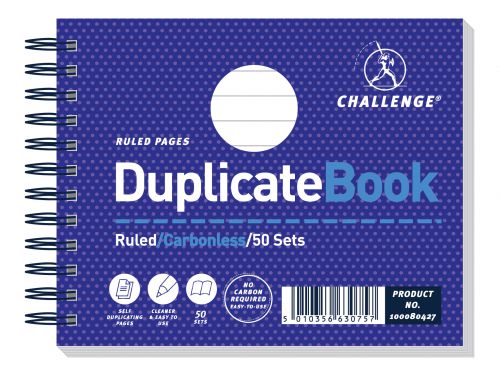 Challenge Duplicate Book Carbonless Wirebound Ruled 50 Sets 105x130mm Ref 100080427 [Pack 5]