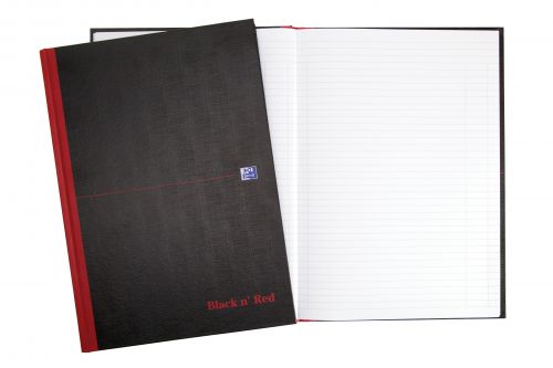 Black n Red A4 Casebound Hard Cover Notebook Smart Ruled 96 Pages Black/Red  | County Office Supplies