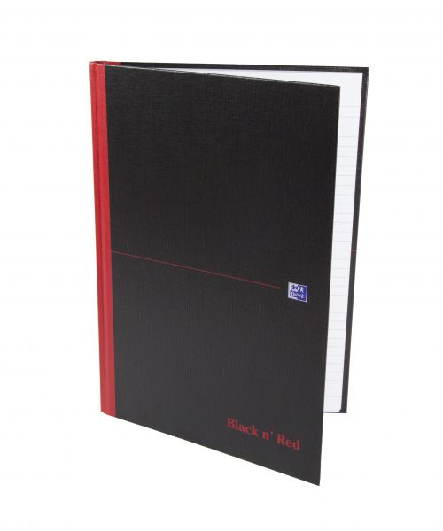 Black n Red A4 Casebound Hard Cover Notebook Smart Ruled 96 Pages Black/Red  | County Office Supplies