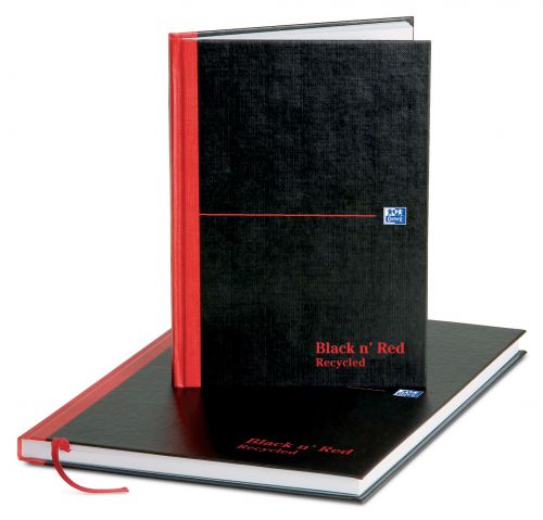 Black n' Red Casebound Ruled Recycled Hardback Notebook 192 Pages A5 (Pack of 5) 100080430