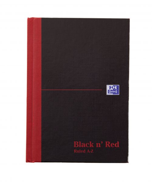 A6 Black n' Red Matt Casebound Hardback Notebook Ruled AZ 192P