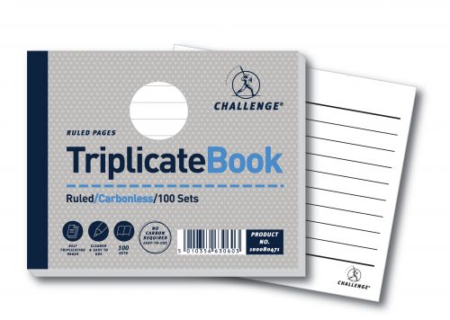 Challenge Triplicate Book 105x130mm Card Cover Ruled 100 Sets (Pack 5) 100080471  19622HB