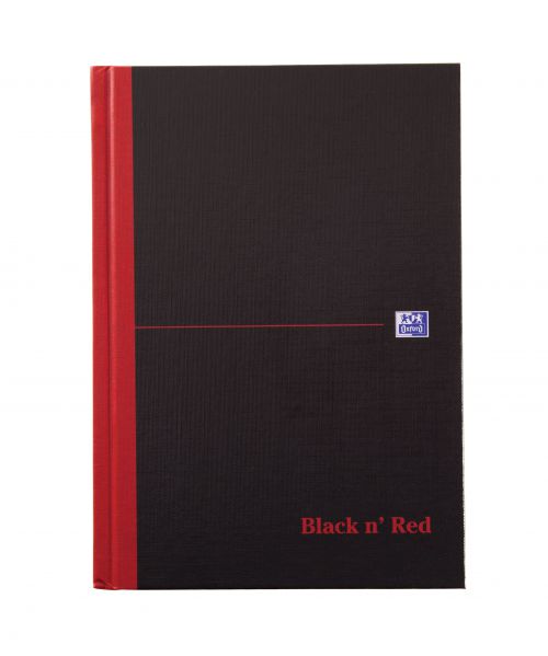 Black n Red A5 Casebound Hard Cover Notebook A-Z Ruled 192 Pages Black/Red (Pack 5) - 100080491