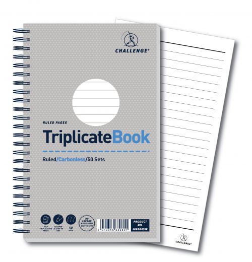 Challenge Ruled Wirebound Carbonless Triplicate Book 50 Sets 210x130mm (Pack of 5) 100080512