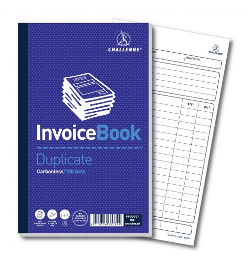 Challenge Duplicate Book Carbonless Invoice without VAT/tax 100 Sets 210x130mm Ref 100080526 [Pack 5]