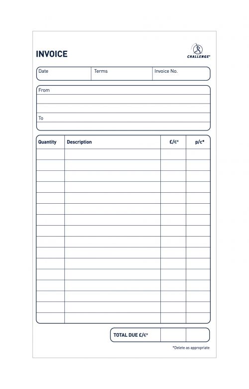 Challenge Carbonless Duplicate Invoice Book 100 Sets 210x130mm (5 Pack) 100080526 - Hamelin - JDL63034 - McArdle Computer and Office Supplies