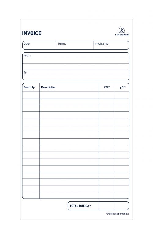 Challenge Duplicate Invoice Book 210x130mm Card Cover Without VAT 100 Sets (Pack 5) 100080526