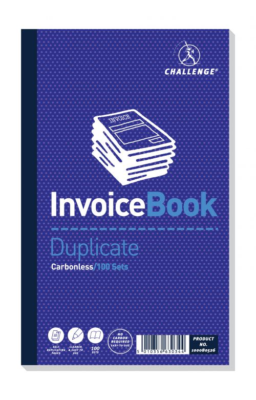 Challenge Duplicate Book Carbonless Invoice without VAT/tax 100 Sets 210x130mm Ref 100080526 [Pack 5]