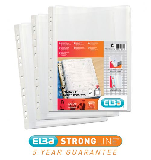 Expanding Punched Poly Pocket Extra Capacity Heavy Duty180m A4 Clear Ref 100080753 Pk10 850188 Buy online at Office 5Star or contact us Tel 01594 810081 for assistance