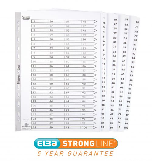 Elba A4 Indices With White Plastic Coated Tabs 1-100