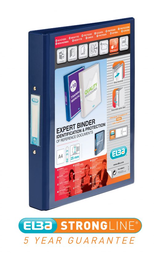 Elba Vision Ring Binder A4 25mm Capacity 30mm Spine 2 O-Ring Blue