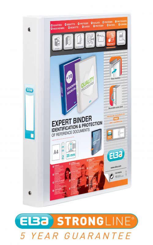 Elba Vision Ring Binder A4 30mm Spine 25mm Capacity 2 O-Ring White 100080889