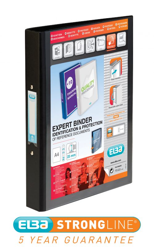 Elba Vision Ring Binder A4 30mm Spine 25mm Capacity 2 O-Ring Black 100080891