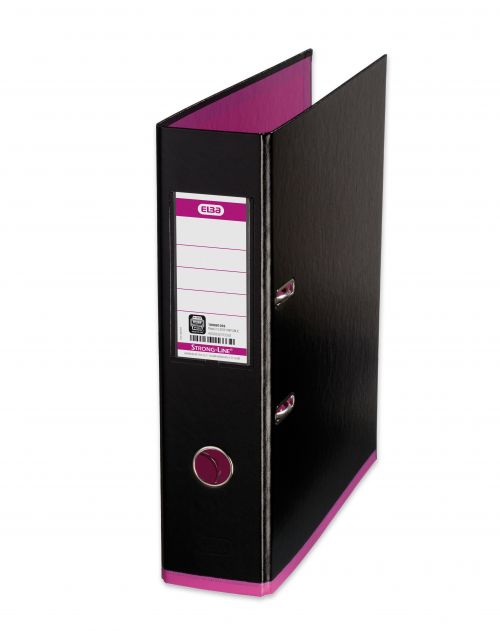 Oxford MyColour Lever Arch File Polypropylene Capacity 80mm A4+ Black & Pink Ref 100081035