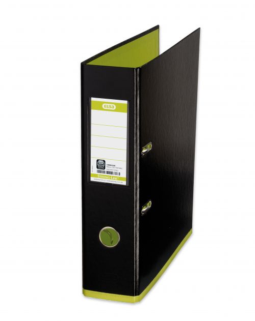 Oxford MyColour Lever Arch File Polypropylene Capacity 80mm A4+ Black & Lime Ref 100081036