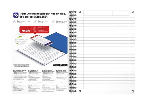 Oxford Essentials Notebook A4 Soft Card Wirebound SCRIBZEE Compatible180 Pages Black (Pack 5) 100102931