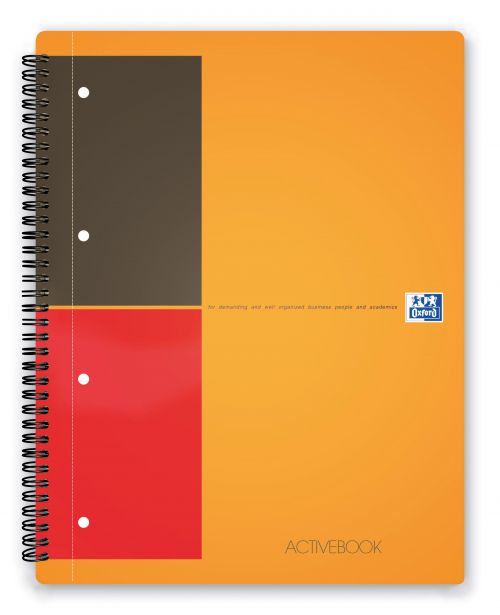 A4+ Oxford International Wirebound Activebook Polyprop Orange Perforated 4 Holes 160 Pages