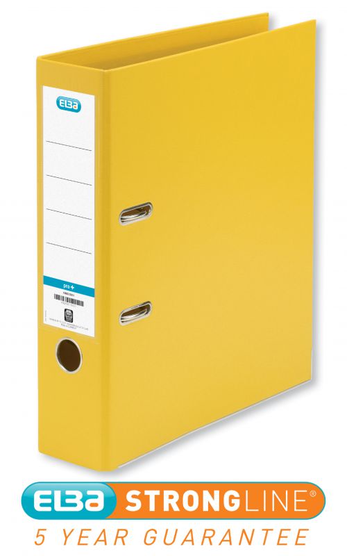 Elba Smart Pro+ Lever Arch File A4 80mm Spine Polypropylene Yellow 100202166