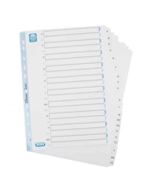 Elba A4 Indices With Plastic Coated Tabs A-Z White Printed File Dividers DV9559