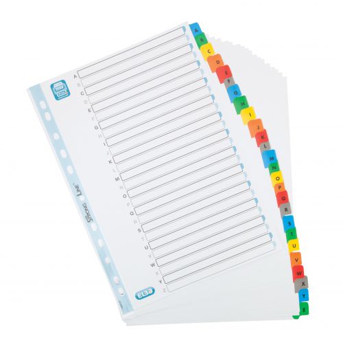 Oxford Index A-Z 20-Part Multipunched Mylar-reinf Multicoloured Tabs 170gsm A4 White Ref 100204600