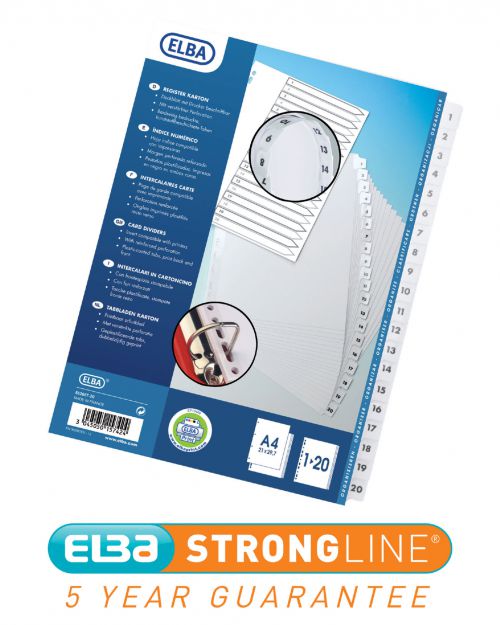 Elba A4 Indices With White Plastic Coated Tabs 1-20