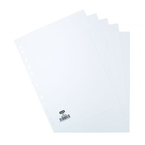 Elba Card Subject Dividers 5 Part A4 White 100204880