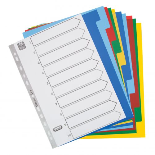 Oxford Subject Dividers 10-Pt PP Multipunched Fully Coloured 120 Micron A4 Multicoloured Ref 100205063 Hamelin
