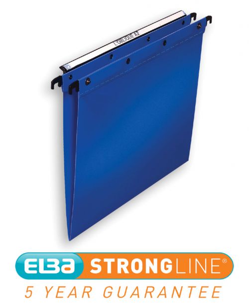 Elba Ultimate Linking Suspension File Polypropylene 15mm V-base Foolscap Blue Ref 100330370 [Pack 25] Hamelin