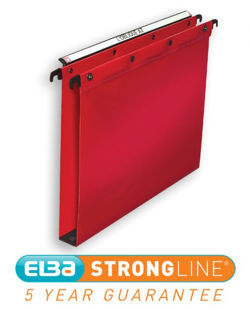 Elba Ultimate Linking Suspension File Polypropylene 30mm Wide-base Foolscap Red Ref 100330374 [Pack 25]