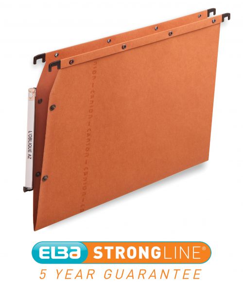 Elba Ultimate AZV Linking Lateral File Manilla 15mm V-base 240gsm A4 Orange Ref 100330473 [Pack 25]