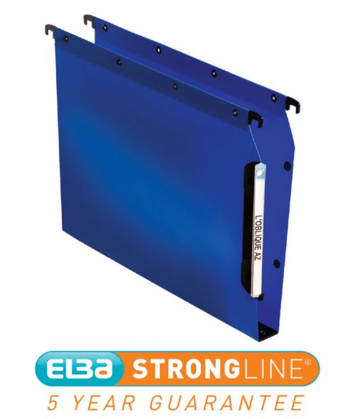 L'oblique Polypropylene Ultimate Lateral File 30mm A4 Blue Pack 25 Suspension Files SF9557